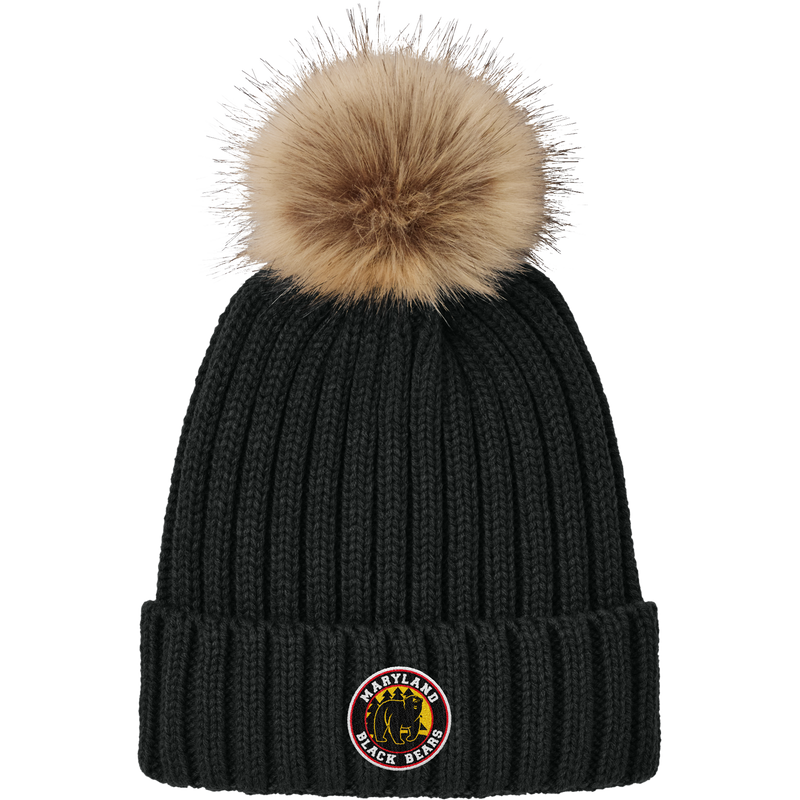 Maryland Black Bears Faux Fur Pom Beanie