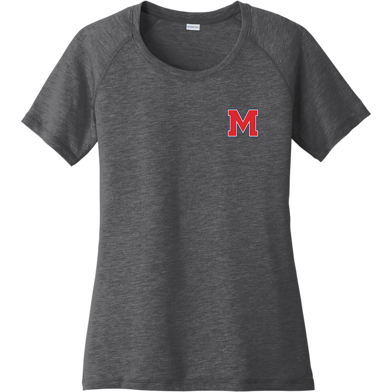 Mount St. Charles Ladies PosiCharge Tri-Blend Wicking Scoop Neck Raglan Tee